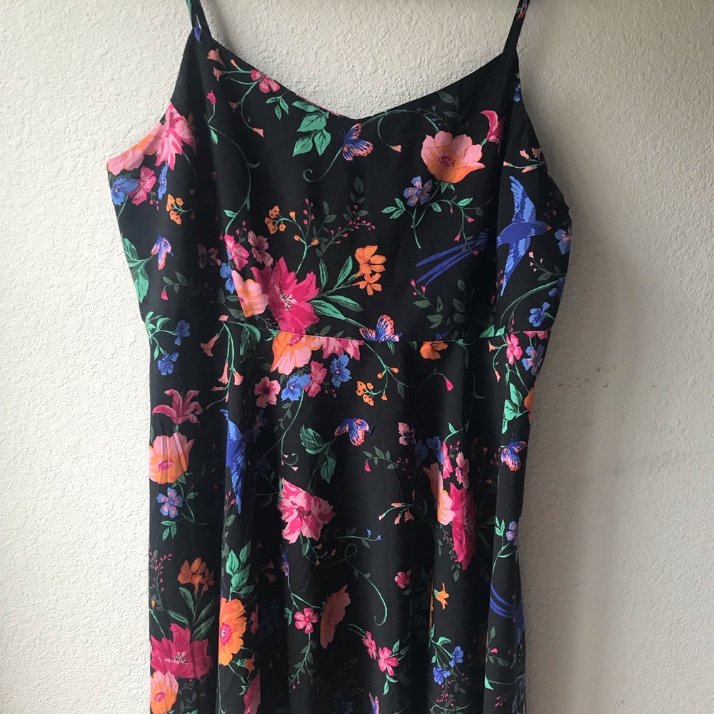 Floral and bird print dress